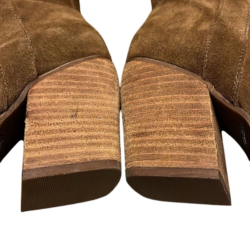 GIANNI BINI BHANNKS SUEDE OVER-THE-KNEESTACK HEEL Brown Western BOOTS Size 5 - Picture 5 of 7